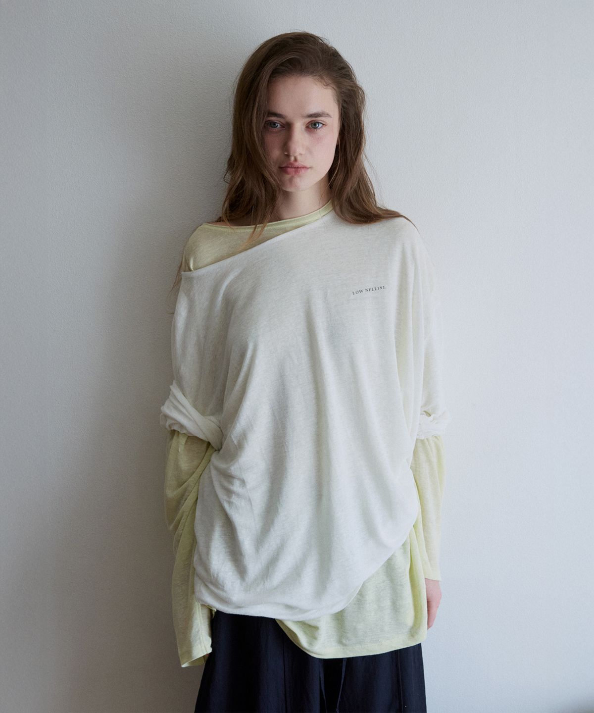 로우넬라인(LOW NELLINE) PARASOL LINEN WASHING T-SHIRT_WHITE