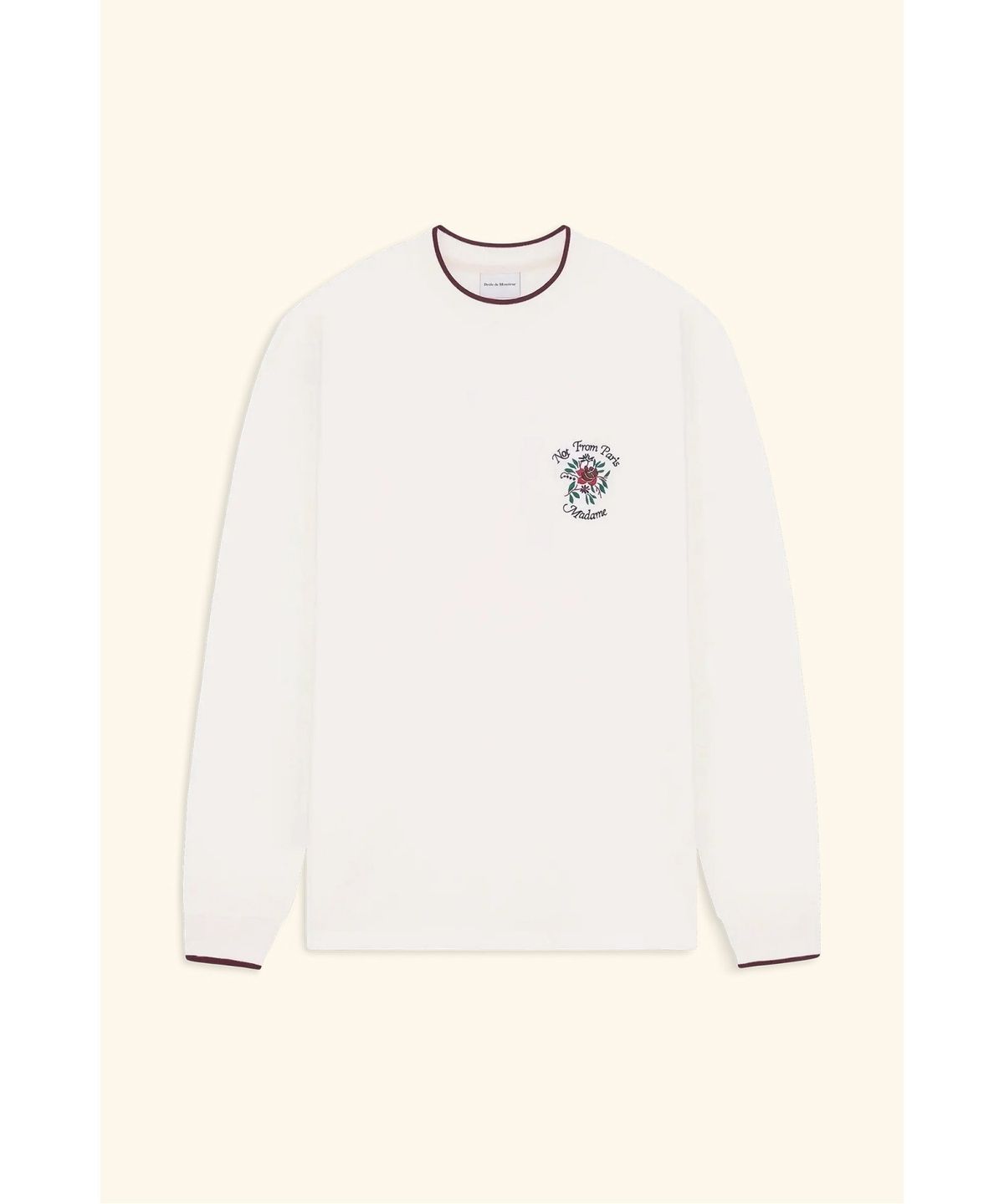 드롤드무슈(DROLE DE MONSIEUR) 로즈 슬로건 롱슬리브 티셔츠 T-Shirt Manches Longues Slogan Rose D0TBS26200WHM
