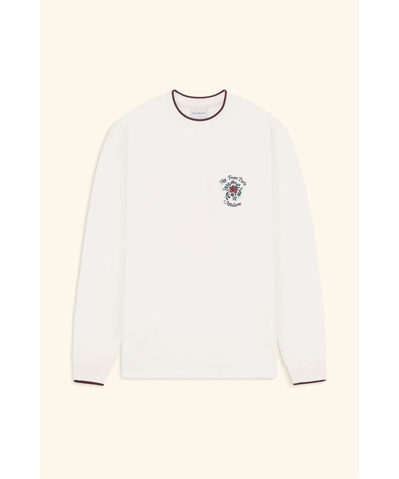 로즈 슬로건 롱슬리브 티셔츠 T-Shirt Manches Longues Slogan Rose D0TBS26200WHM