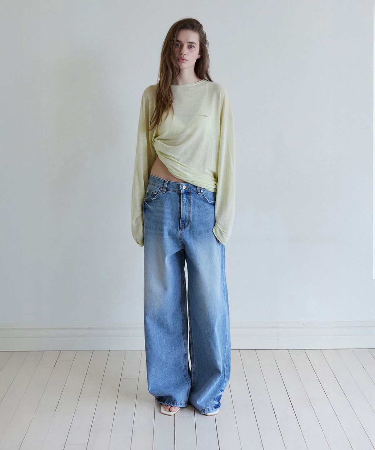 로우넬라인(LOW NELLINE) PARASOL LINEN WASHING T-SHIRT_ YELLOW