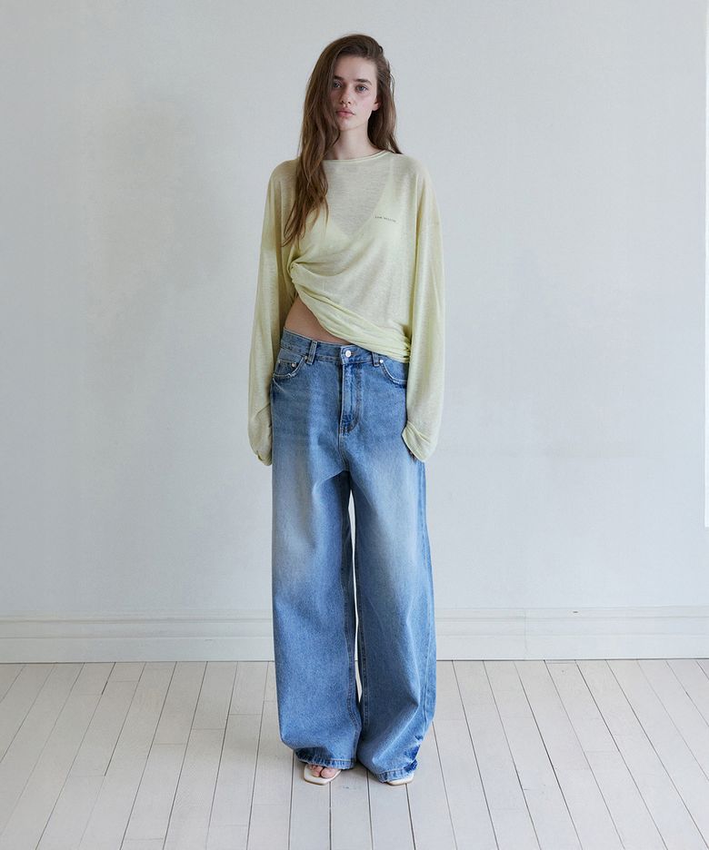 PARASOL LINEN WASHING T-SHIRT_ YELLOW