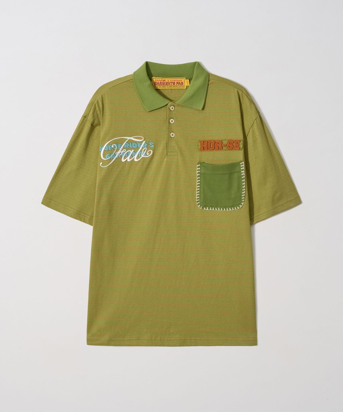 가먼츠팹(GARMENTS FAB) Blanket Stitch Stripe Polo Tee (OLIVE)