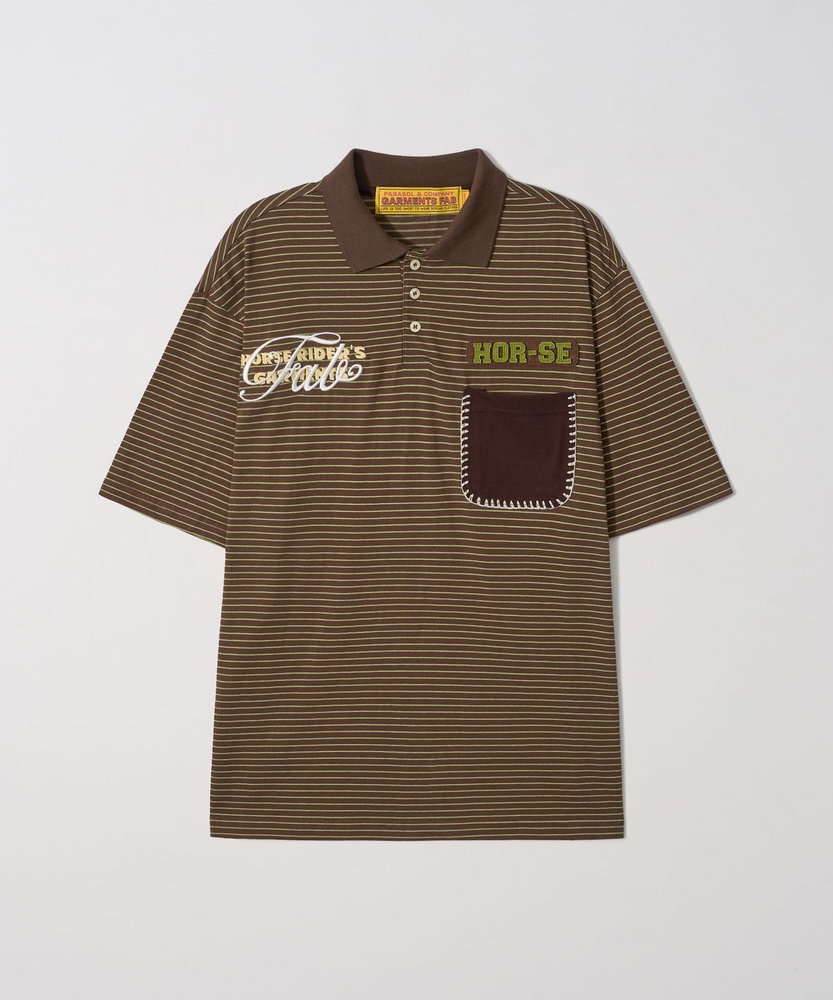 가먼츠팹(GARMENTS FAB) Blanket Stitch Stripe Polo Tee (BROWN)