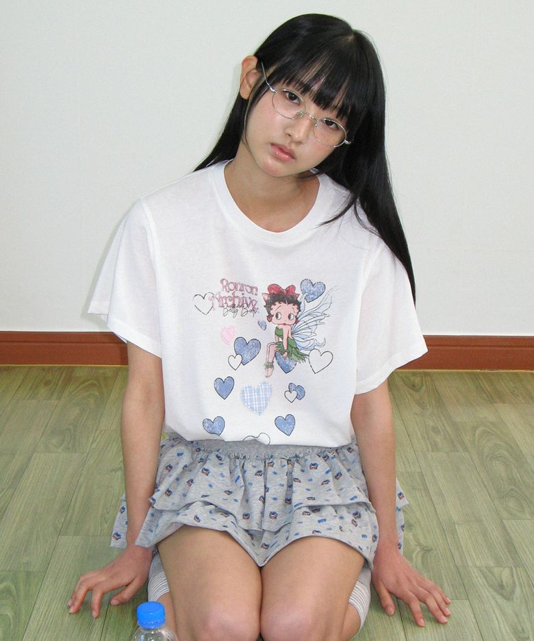 BOOP FAIRY HEART APPLIQUE BASIC FIT T SHIRT WHITE