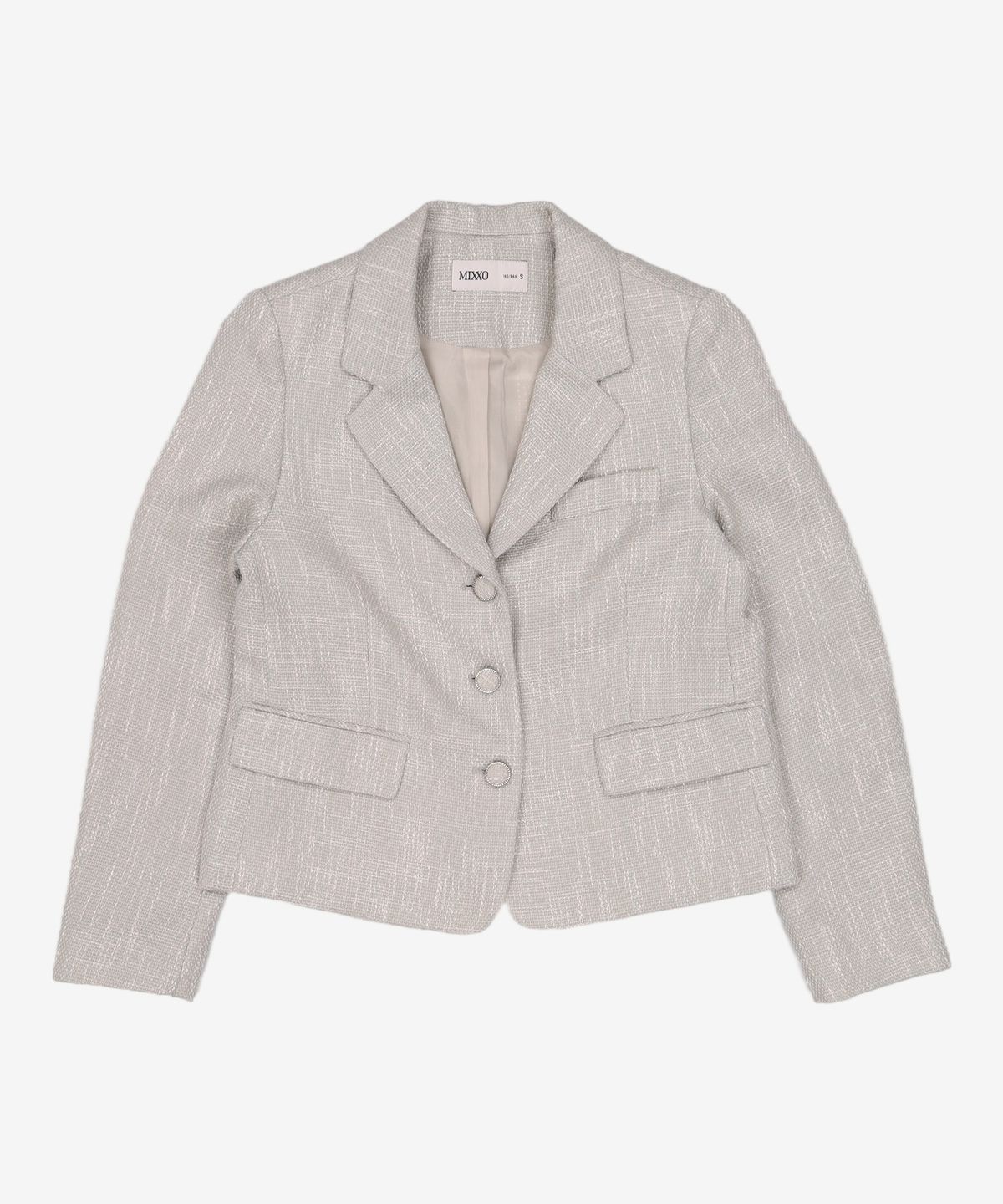 미쏘(MIXXO) 트위드 테일러드 싱글 숏자켓 MIWJKB311G S