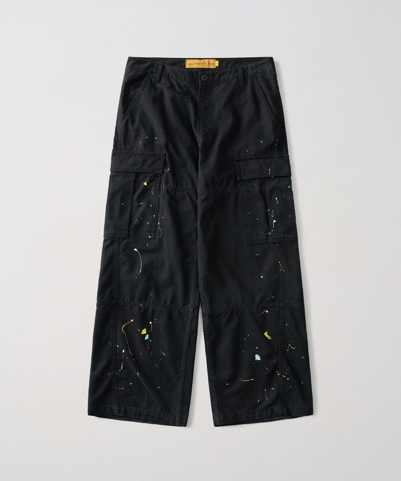 Washed Cargo Painted Pants (BLACK)