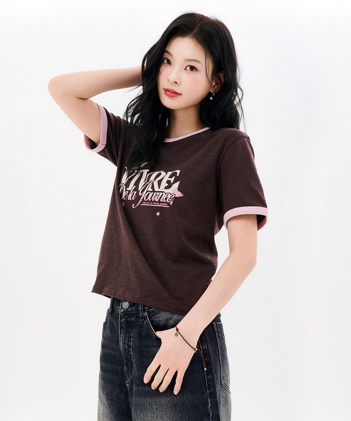 체이스컬트(CHASECULT) 여성 슬럽 링거 반팔 티셔츠-FBRG5892D08