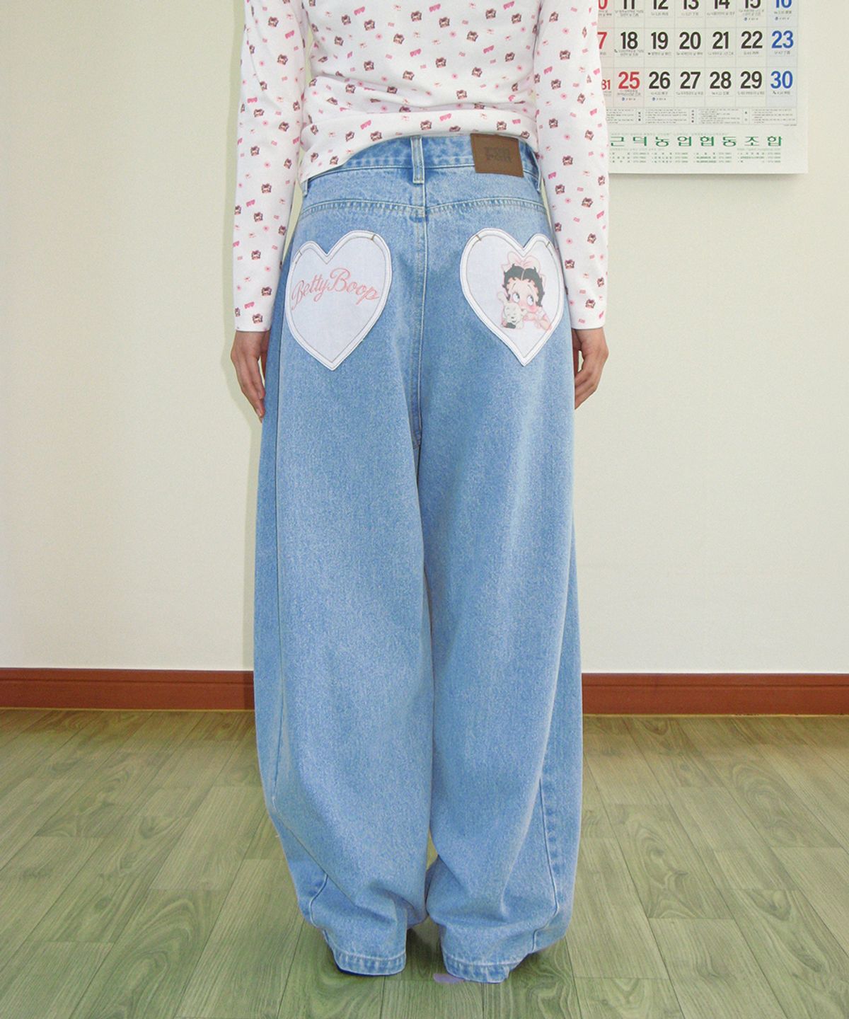론론(RONRON) BETTY BOOP HEART POCKET DENIM LIGHT BLUE