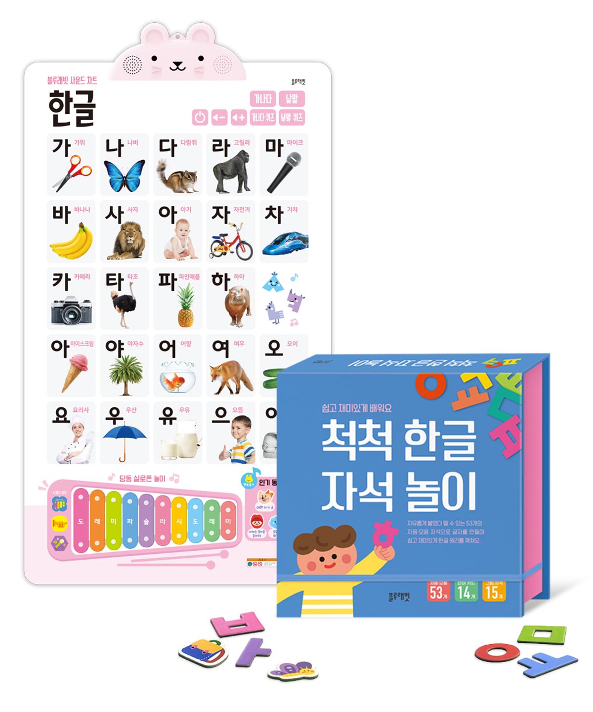 블루래빗(BLUERABBIT) 한글쏙쏙 2종세트(사운드차트_한글+척척 한글 자석놀이)