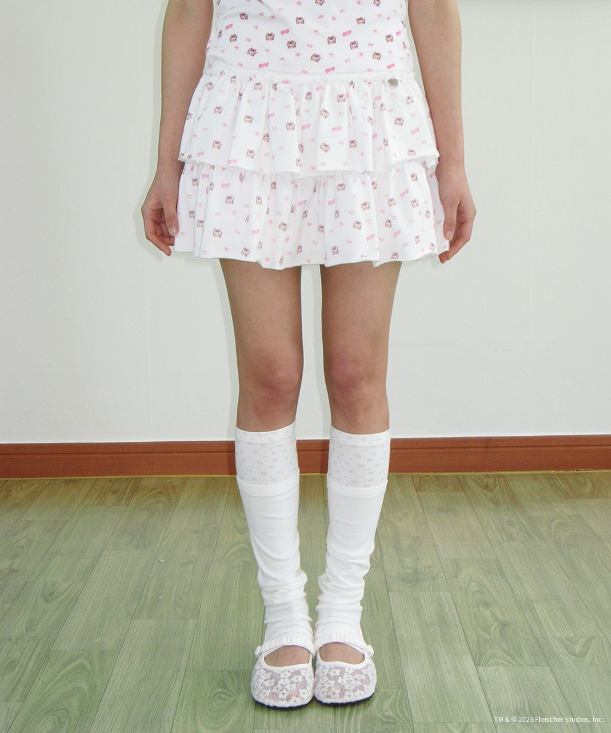 론론(RONRON) BETTY BOOP PATTERN PANTSKIRT WHITE
