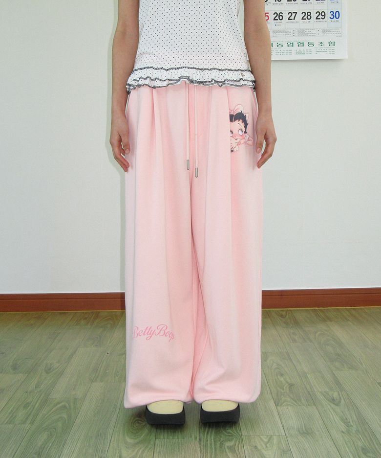 BETTY BOOP LETTERING SWEAT JOGGER PANTS SOFT PINK