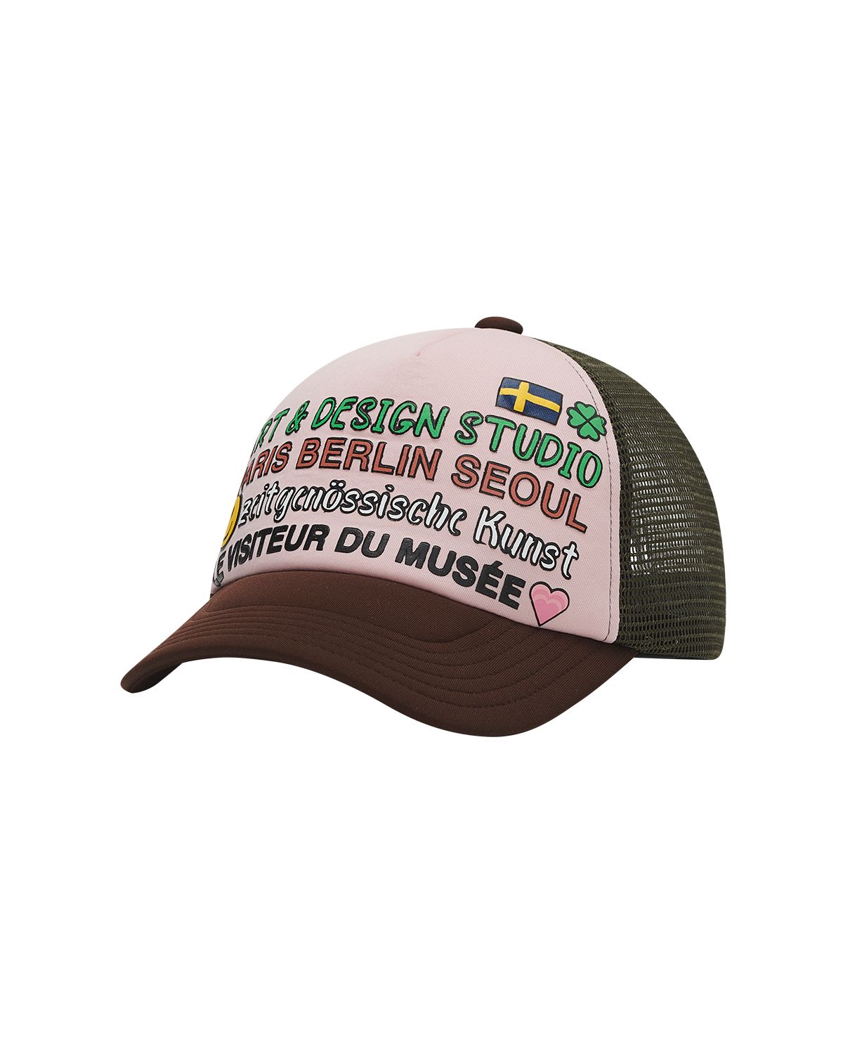더뮤지엄비지터(THEMUSEUMVISITOR) COLOR TYPO 5 PANEL MESH CAP (KHAKI)