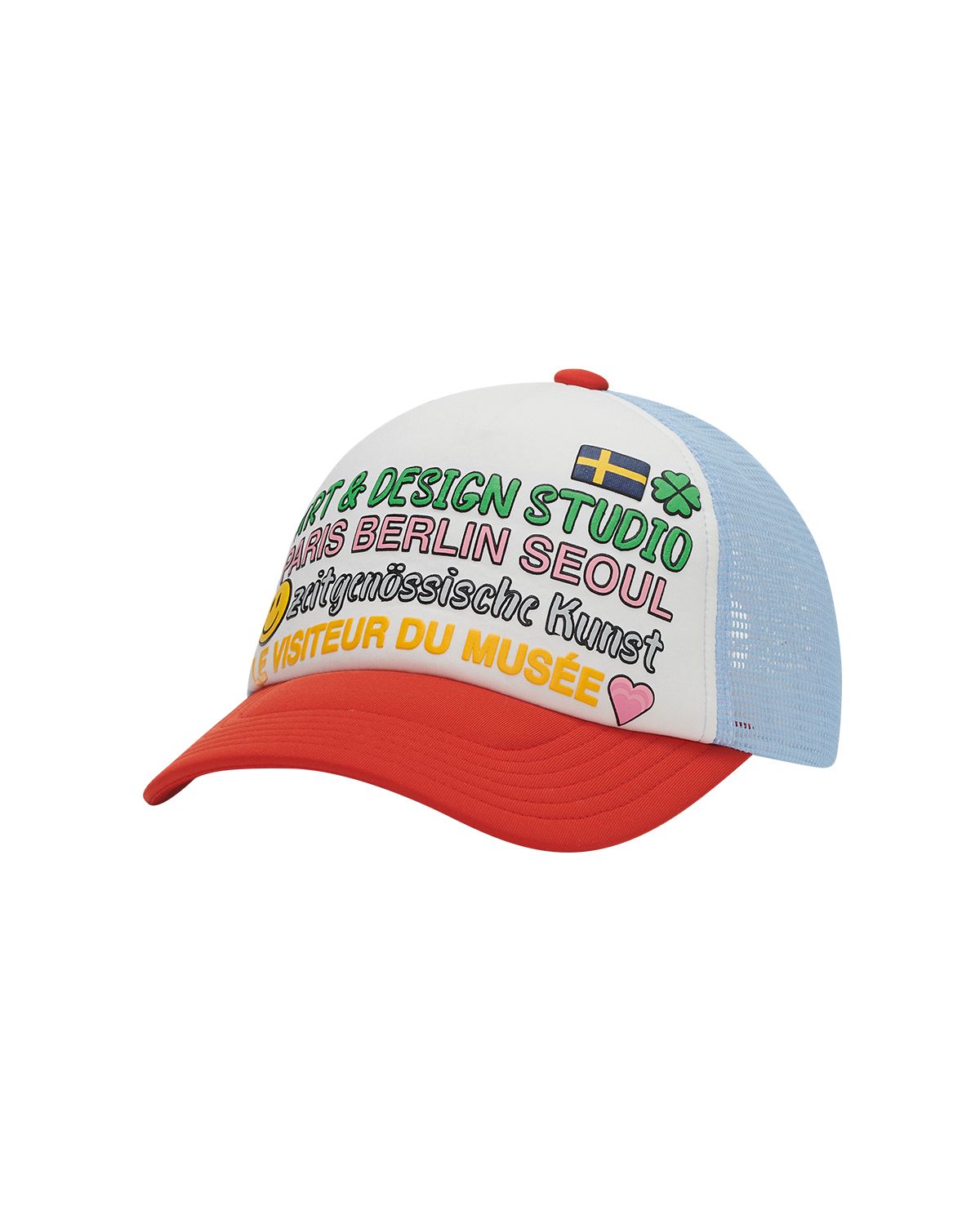 더뮤지엄비지터(THEMUSEUMVISITOR) COLOR TYPO 5 PANEL MESH CAP (SKY BLUE)