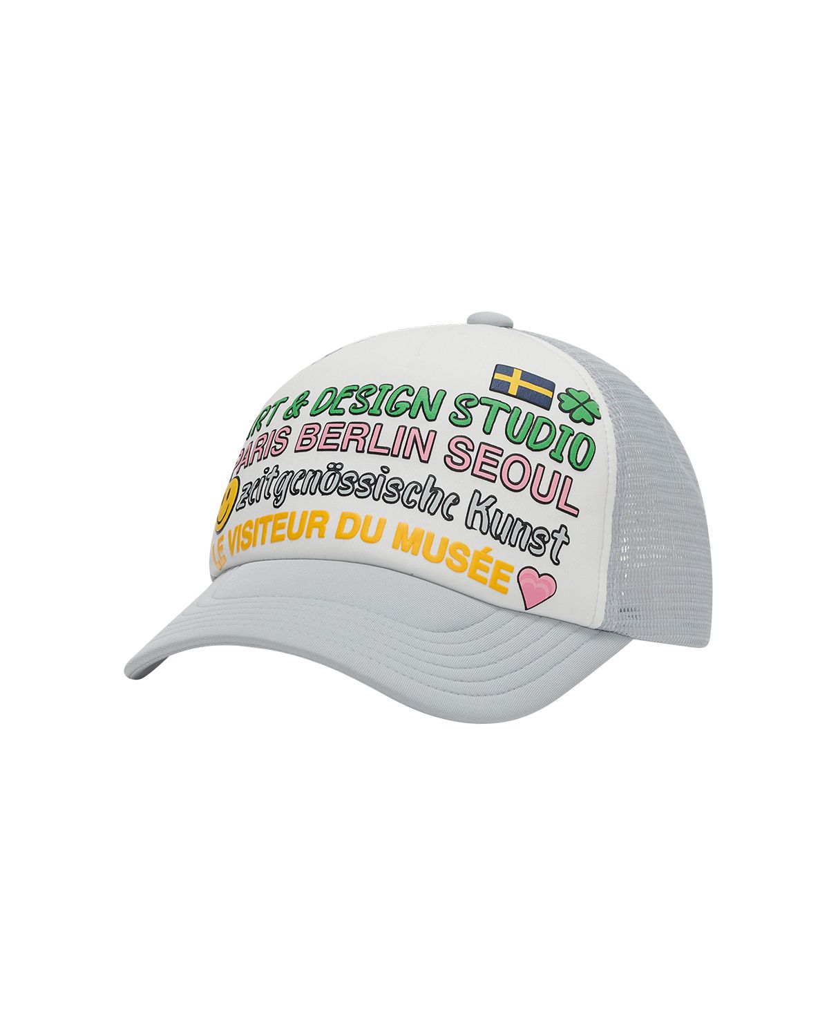 더뮤지엄비지터(THEMUSEUMVISITOR) COLOR TYPO 5 PANEL MESH CAP (GREY)