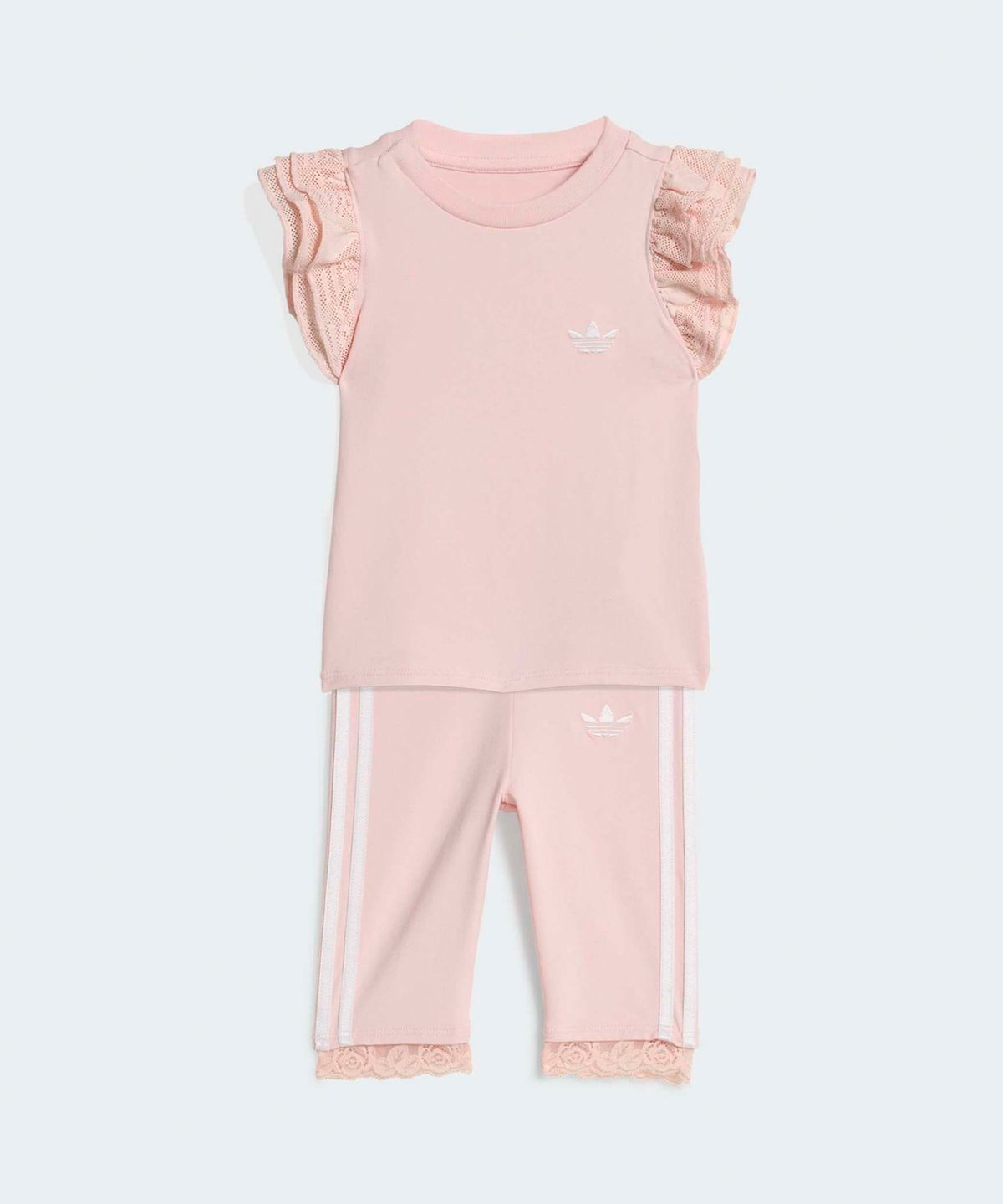 아디다스 키즈(ADIDAS KIDS) 레이스 3/4 타이츠 티셔츠 세트 인펀트 - 핑크 / KC6799