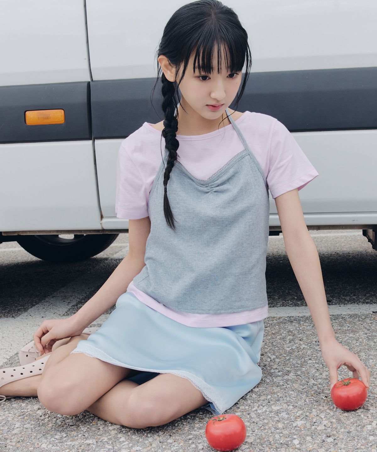 셀리테일즈(CELITAILS) HALTER NECK LAYERED T-SHIRT SET_PINK