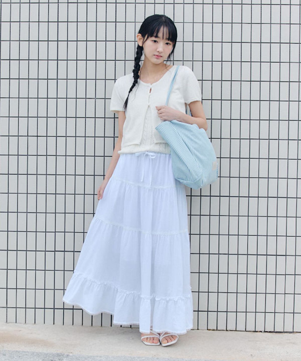 셀리테일즈(CELITAILS) LACE SHIRRING LONG SKIRT_WHITE