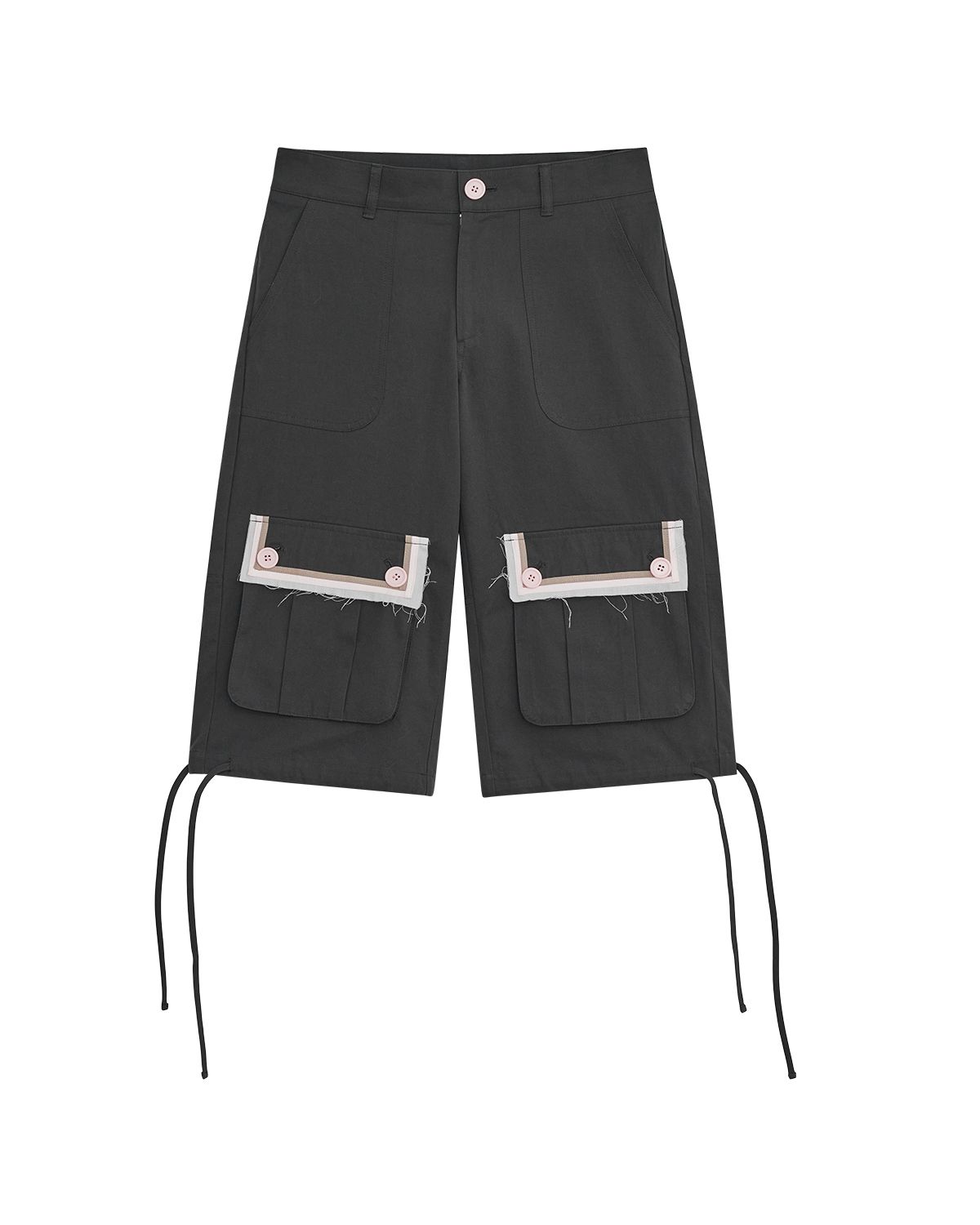 더뮤지엄비지터(THEMUSEUMVISITOR) W BUTTON CARGO CAPRI PANTS (CHARCOAL)
