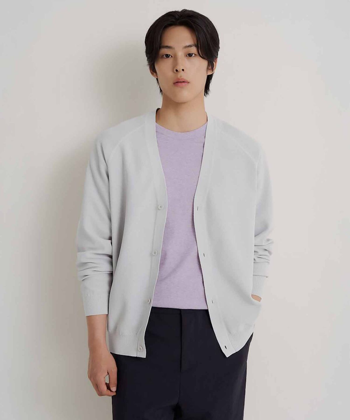 빈폴 멘(BEANPOLE MEN) 젠틀테크 캐주얼 미니멀 카디건  라이트 그레이