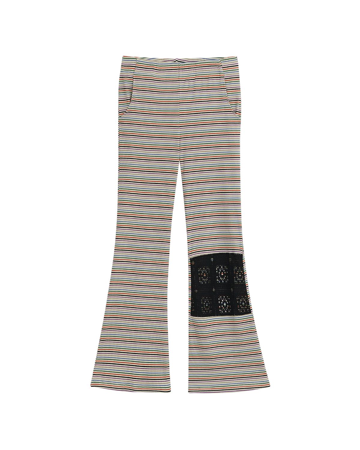 더뮤지엄비지터(THEMUSEUMVISITOR) W CROCHET PATCHWORK LAYERED PANTS (BLACK)
