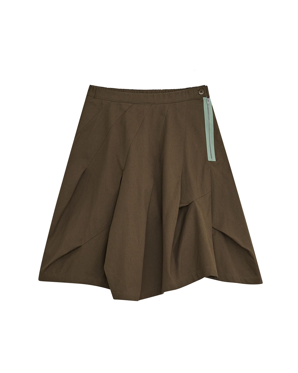 더뮤지엄비지터(THEMUSEUMVISITOR) W ZIPPER GORED SKIRT (KHAKI BROWN)