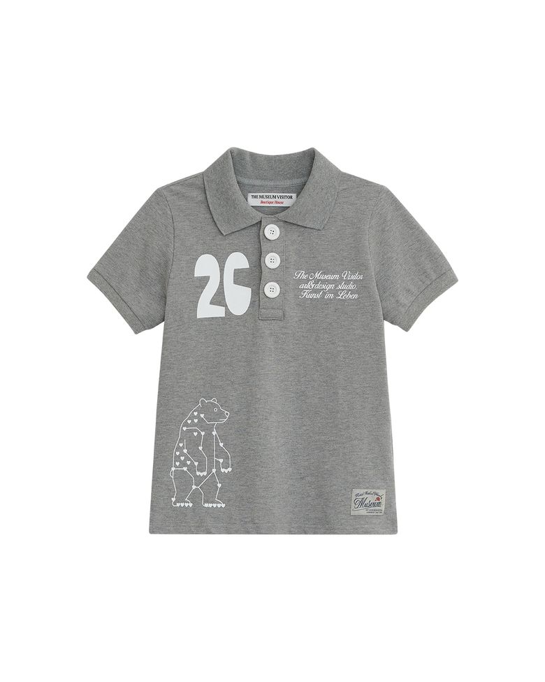 W HEART BEAR PIQUE T-SHIRT (MELANGE GREY)