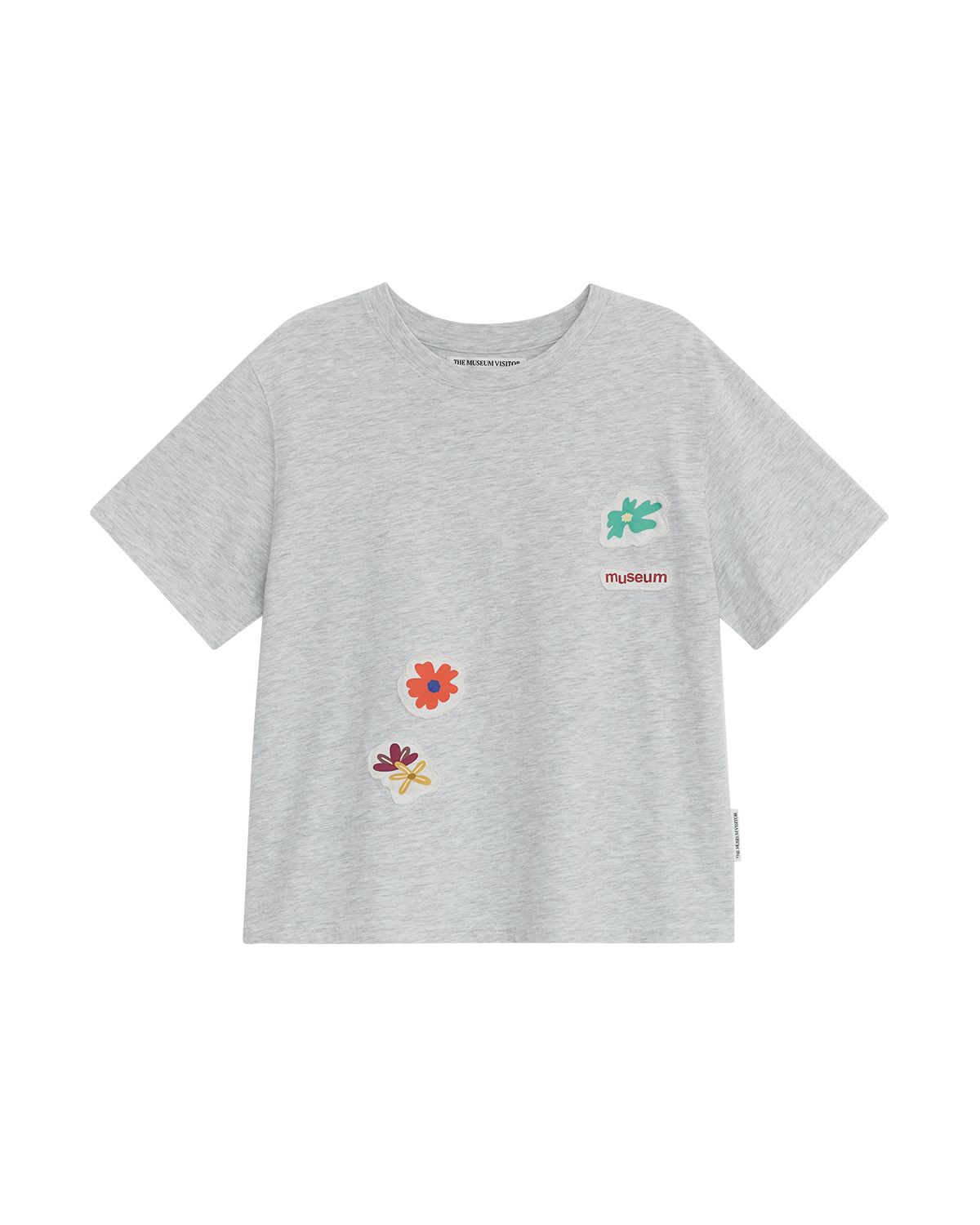 더뮤지엄비지터(THEMUSEUMVISITOR) MULTI FLOWER PATCH T-SHIRT (WHITE MELANGE)