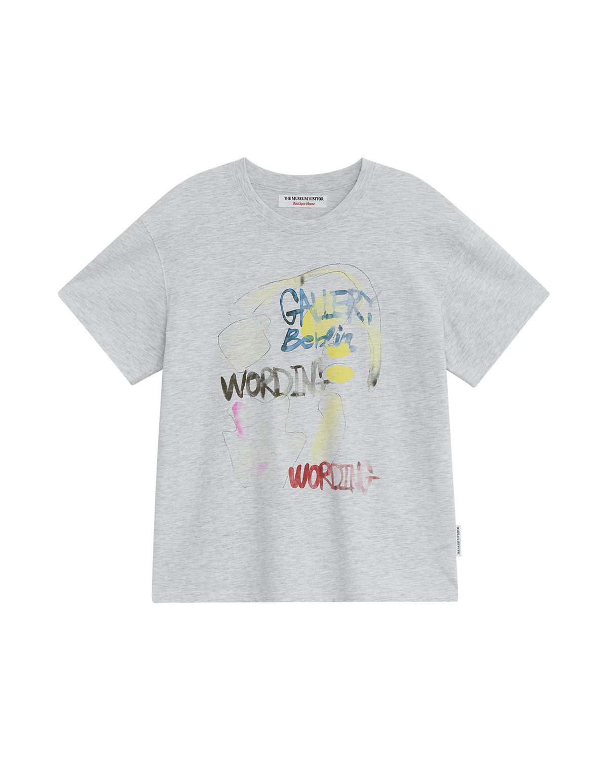 더뮤지엄비지터(THEMUSEUMVISITOR) GALLERY WORDING OVERFIT T-SHIRT (WHITE MELANGE)