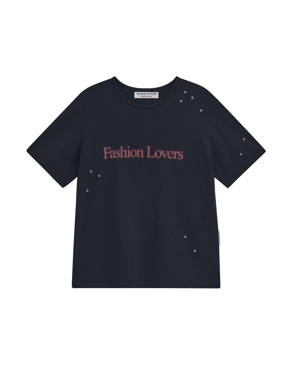 더뮤지엄비지터(THEMUSEUMVISITOR) FASHION LOVERS EYELET T-SHIRT (DEEP NAVY)