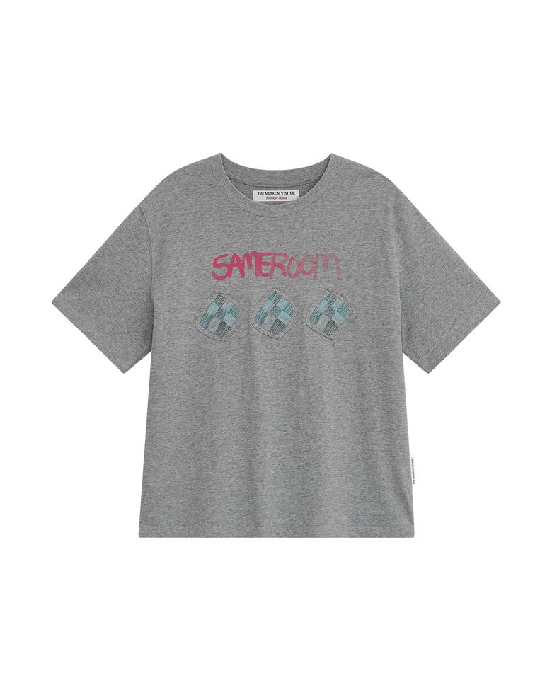 SAME ROOM APPLIQUE T-SHIRT (MELANGE GREY)