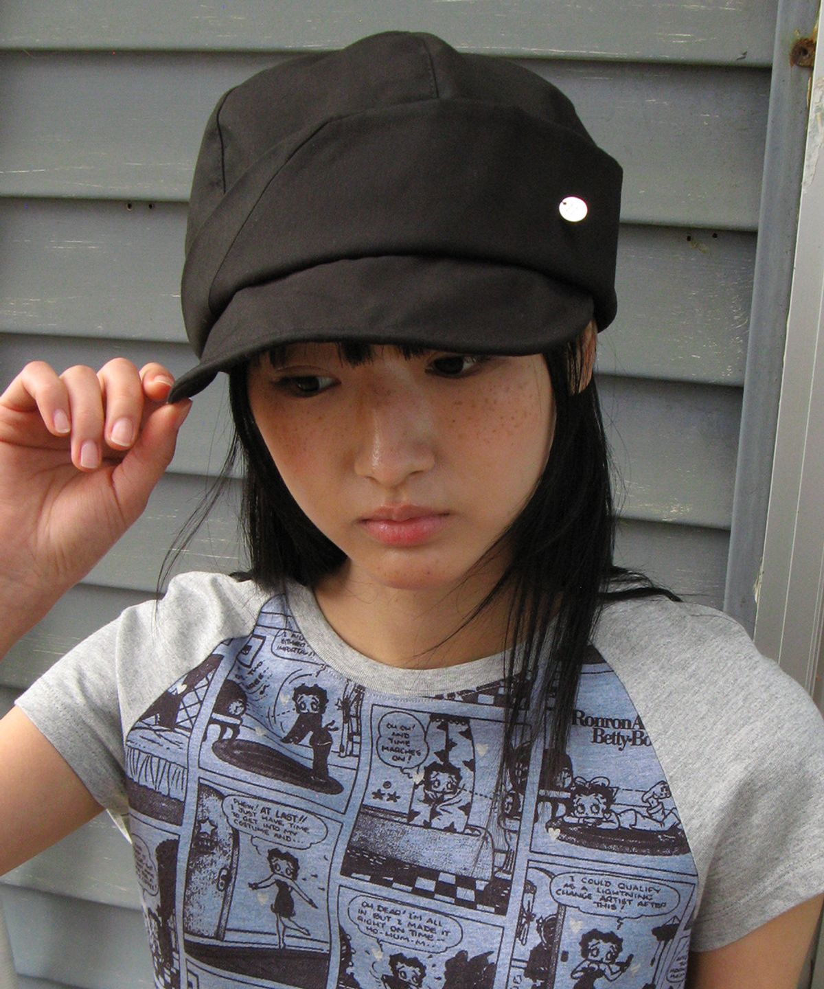 론론(RONRON) VOLUME PANEL NEWSBOY CAP BLACK