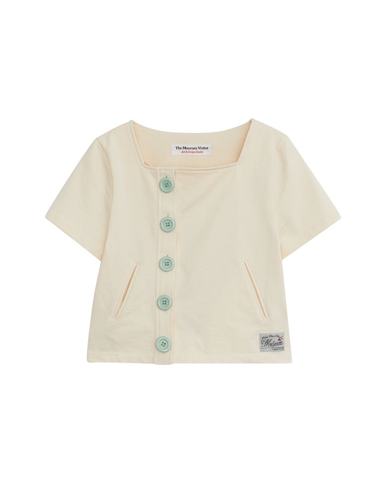 W COLOR BUTTON CROP CARDIGAN (IVORY)