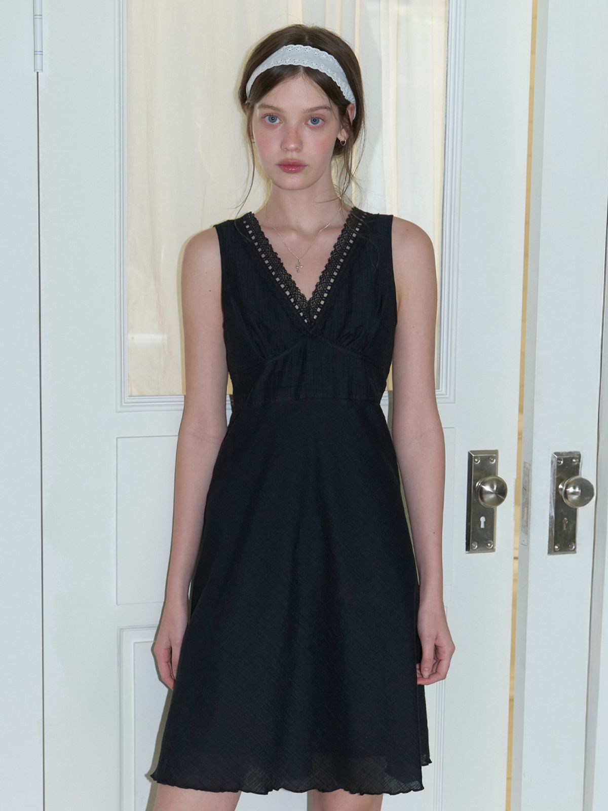 리엘(RE L) Forras lace midi dress (black)