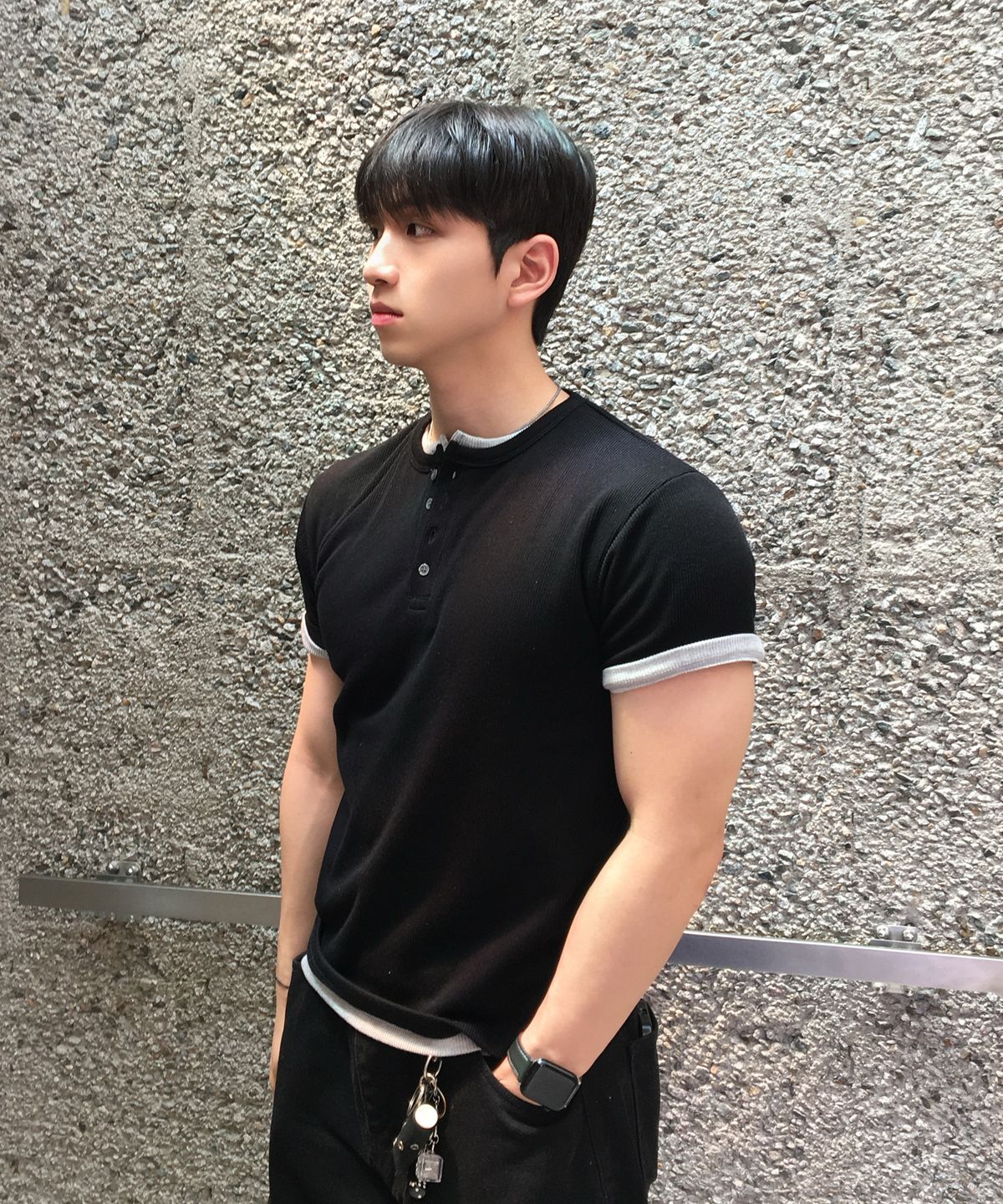 센테어(SENTAIR) [2PACK] 리브드 머슬핏 헨리넥  반팔 티셔츠_4color
