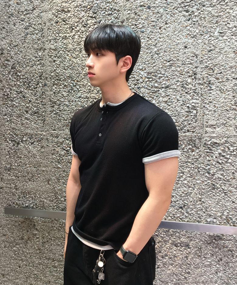 [2PACK] 리브드 머슬핏 헨리넥  반팔 티셔츠_4color
