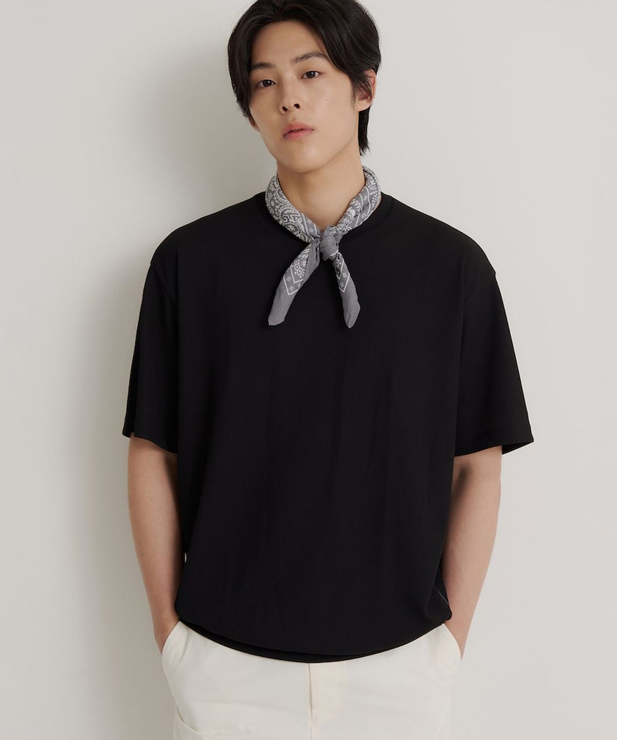 빈폴 멘(BEANPOLE MEN) 젠틀테크 캐주얼 와플 라운드티  블랙