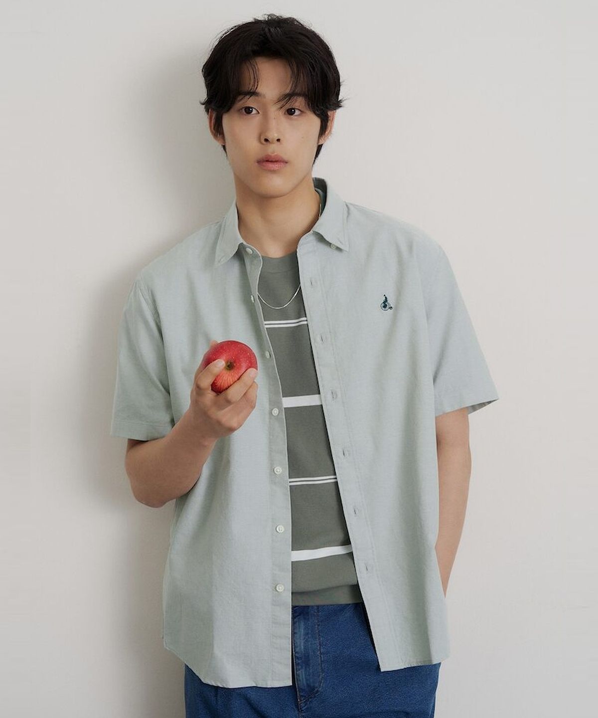 빈폴 멘(BEANPOLE MEN) 옥스퍼드 반소매 셔츠  카키