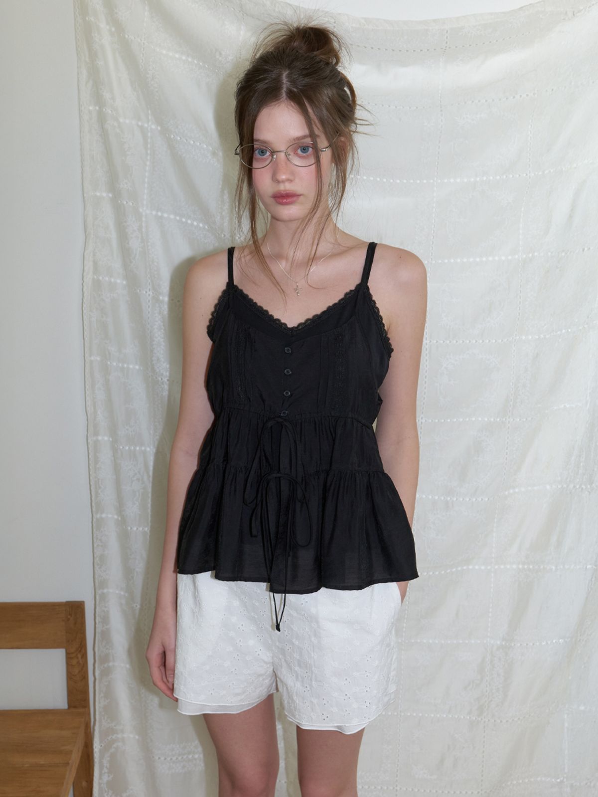 리엘(RE L) Soop layered sleeveless blouse (black)