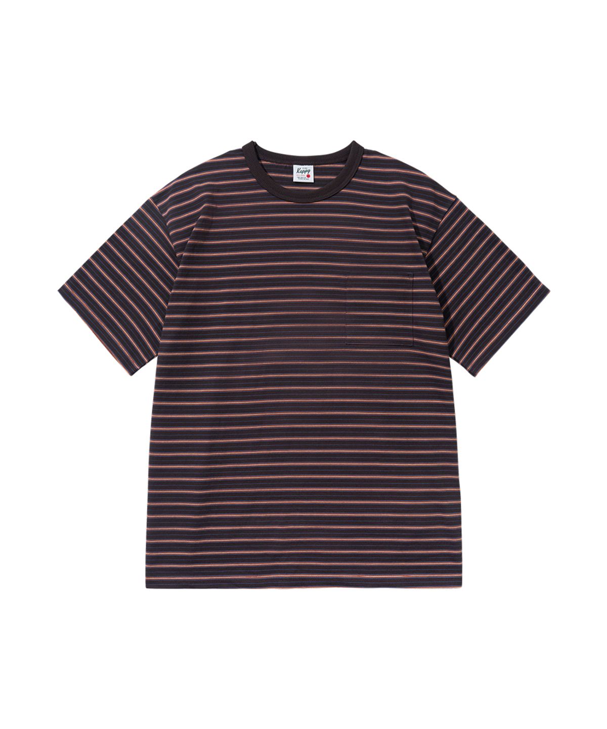 캐피디자인(KAPPY DESIGN) 빈티지 스트라이프 하프 티셔츠 (브라운)