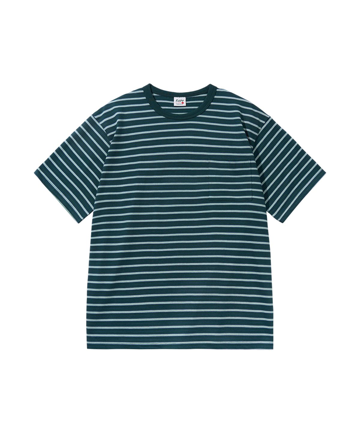 캐피디자인(KAPPY DESIGN) 빈티지 스트라이프 하프 티셔츠 (그린)