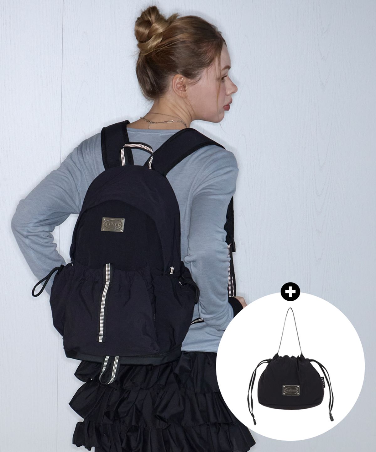 파온스(PAONS) [기획세트] 루비 데일리 백팩 & 나일론 복조리 파우치