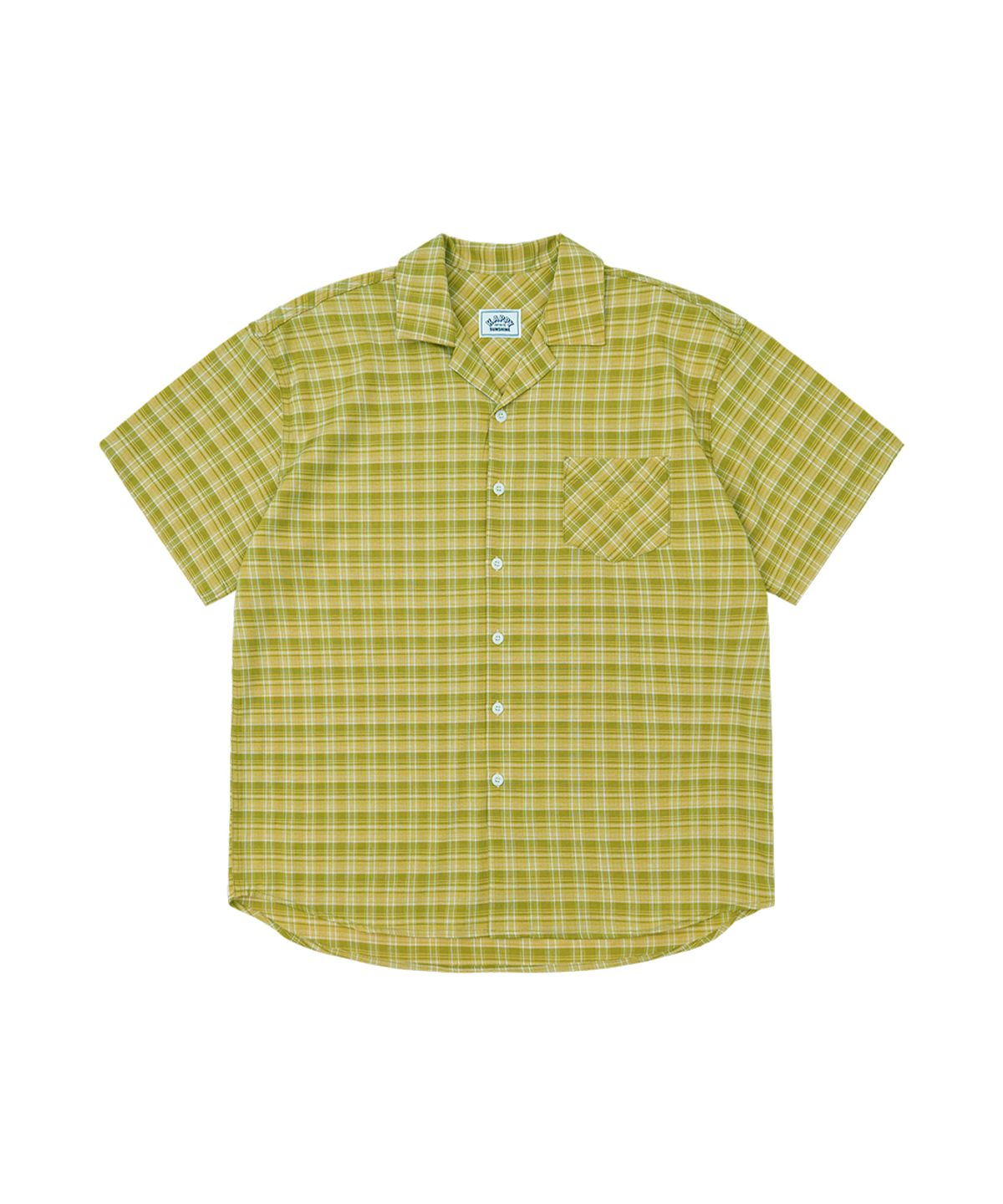 캐피디자인(KAPPY DESIGN) 체크 오픈 카라 셔츠 (올리브)