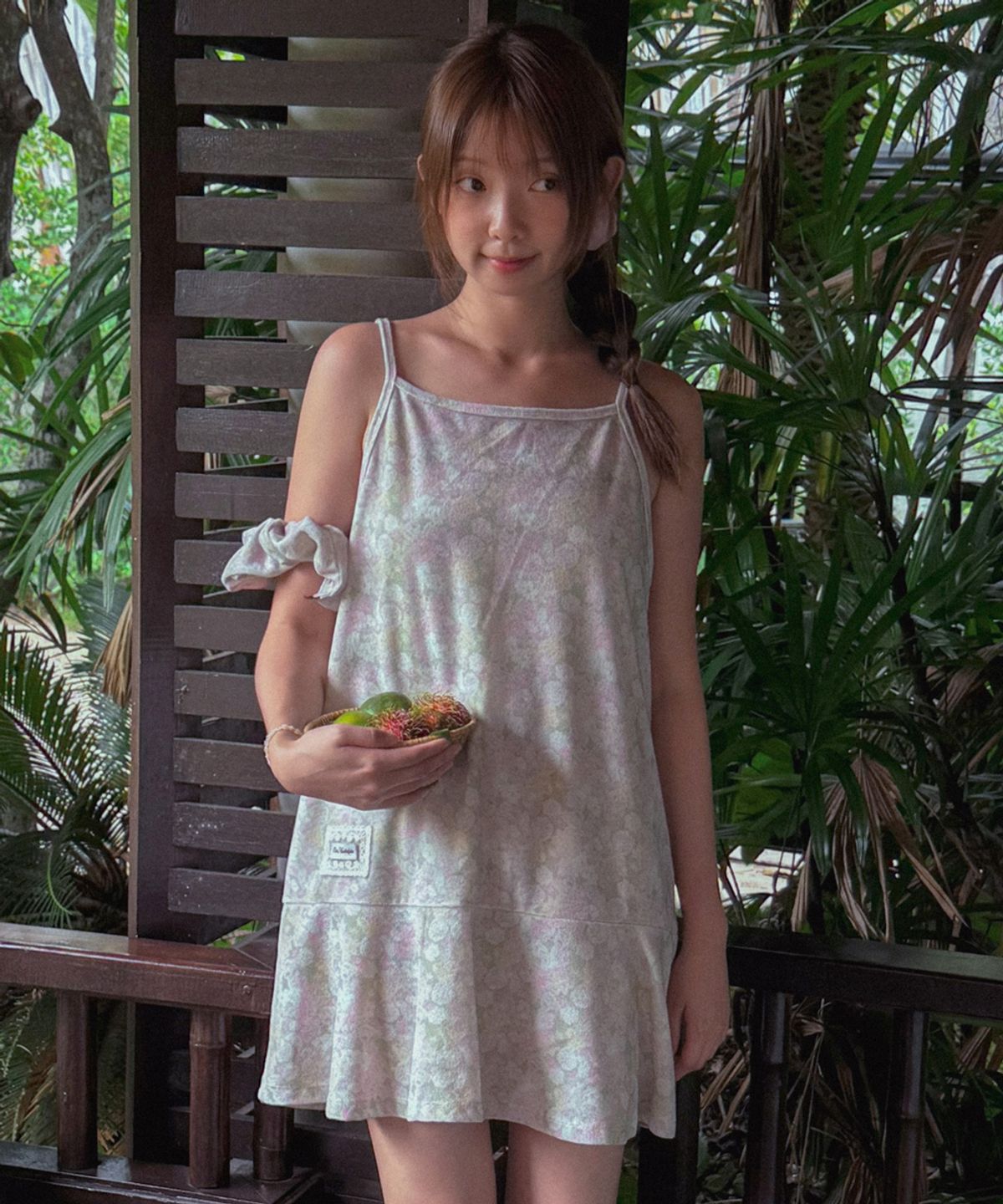 아우어노스텔지아(OURNOSTALGIA) Floral Terry Sleeveless Dress Set_Mix Green(OB6OP05)