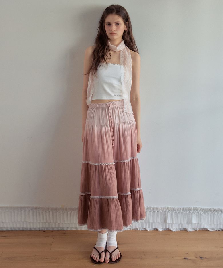 Gradient Lace Tiered Skirt_Pink(OB6SK11)