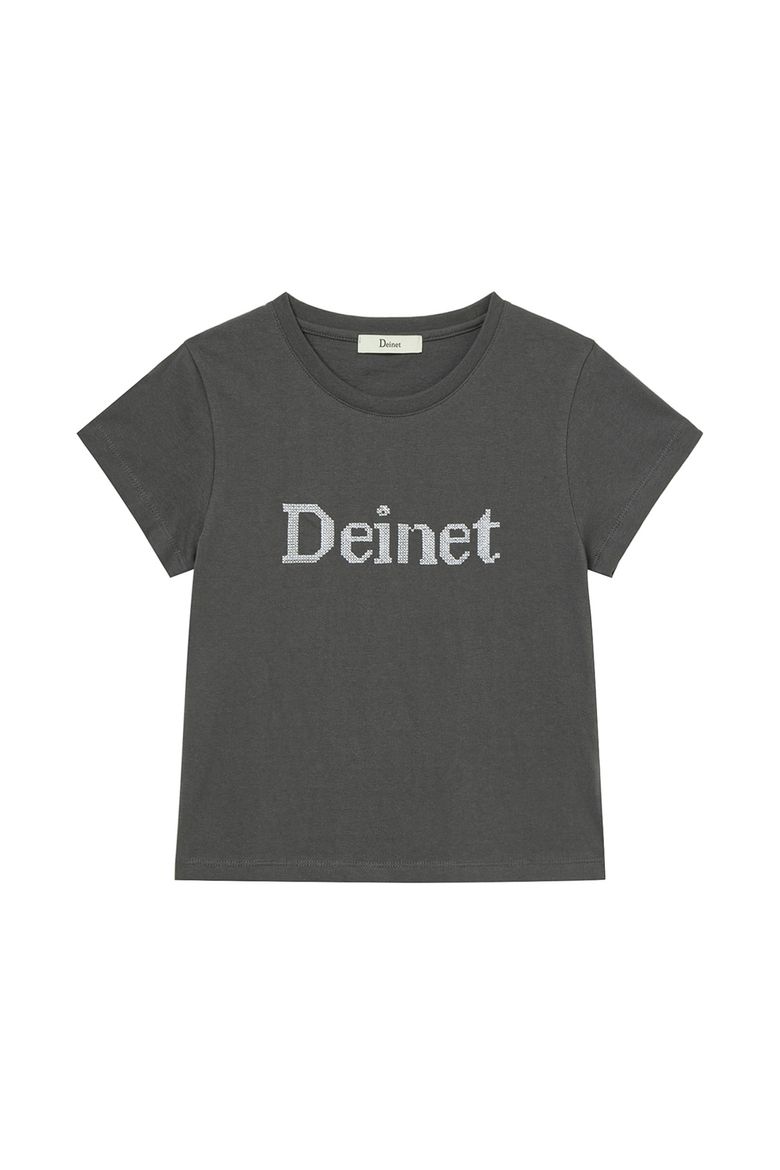 NEEDLE POINT T-SHIRT IN CHARCOAL