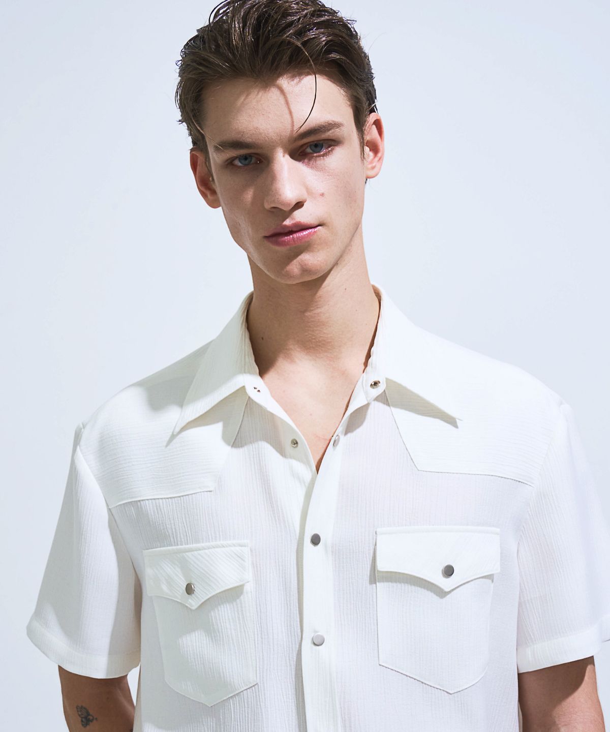 페크(PEQ) RAYON WESTERN SHORT SLEEVE SHIRT (WHITE)