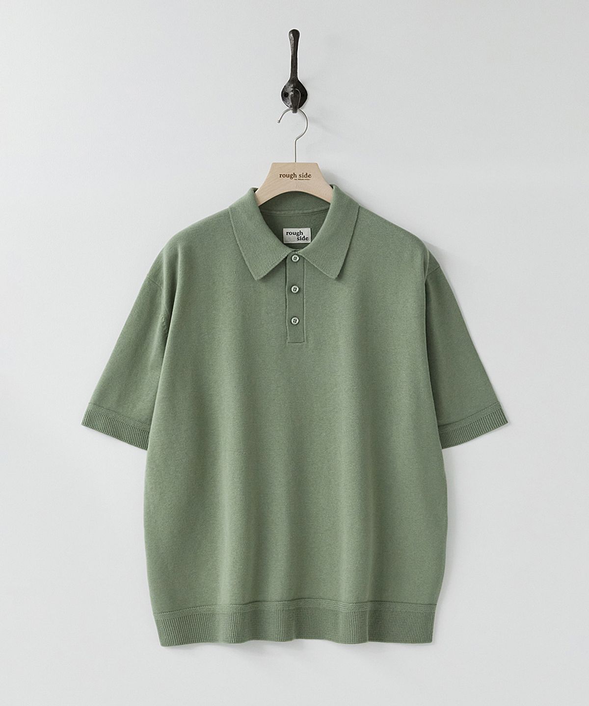 러프사이드(ROUGHSIDE) Craft Collar Half Knit Moss Green