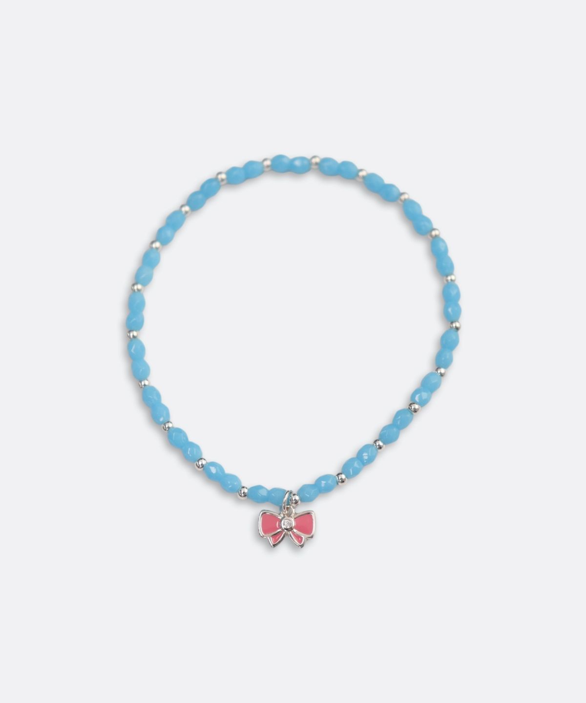 봉보(BONBEAU) Silver pink ribbon silver ball Bracelet 925실버 핑크 리본 은볼 밴딩 체코 비즈 팔찌