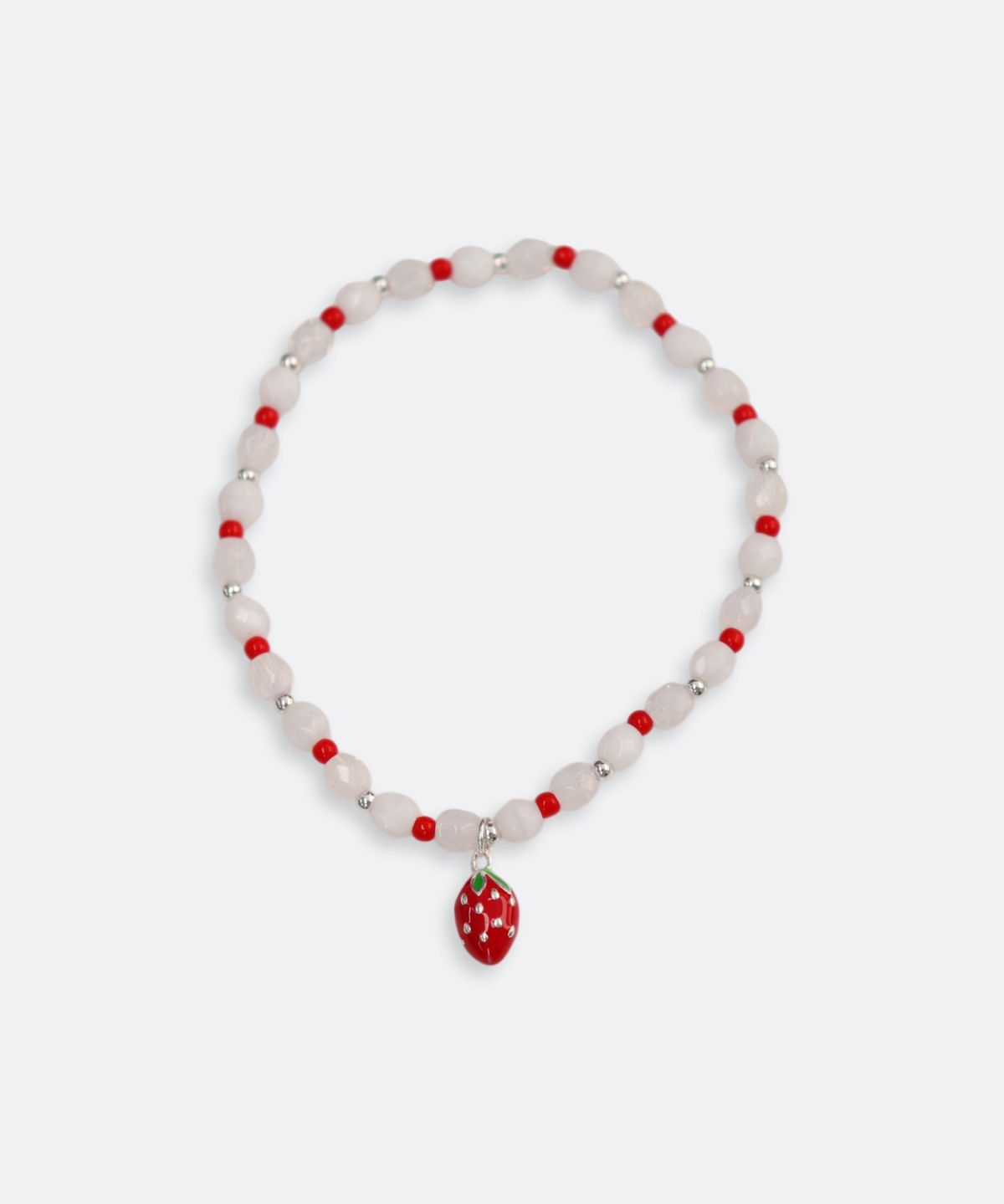 봉보(BONBEAU) Silver strawberry charm silver ball beads Bracelet 925실버 스트로베리 은볼 밴딩 체코 비즈 팔찌