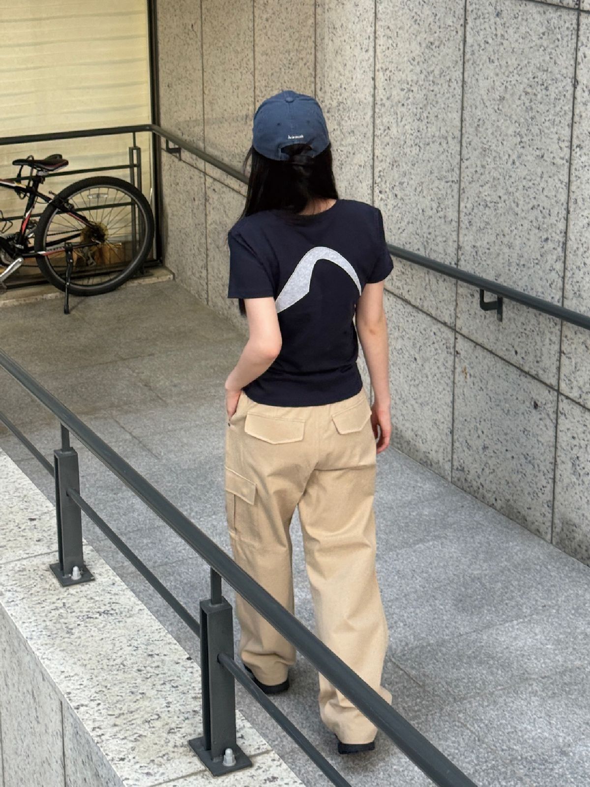 제로시(ZEROSI) (W) ZRS Waffle Logo Tee (NAVY)